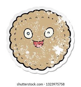 distressed sticker of a cartoon biscuit