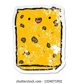 distressed sticker of a cartoon biscuit