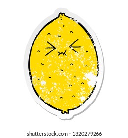distressed sticker of a cartoon bitter lemon