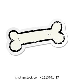 pegatina angustiada de un hueso de dibujos animados