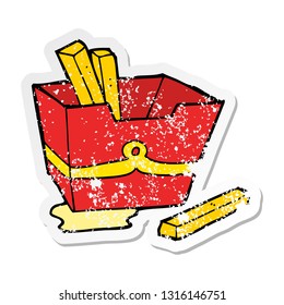 distressed sticker of a cartoon box of fries