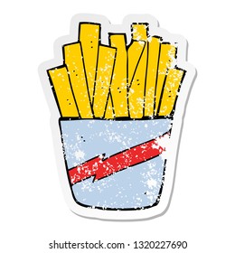 distressed sticker of a cartoon box of fries