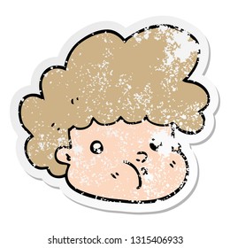 bedrückter Aufkleber eines Cartoon-Jungen