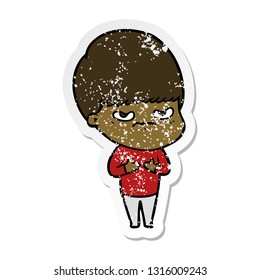 distressed sticker of a cartoon boy
