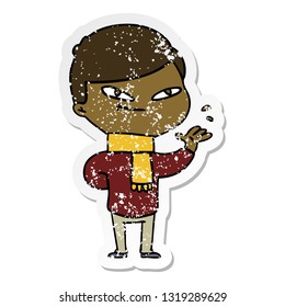 distressed sticker of a cartoon boy