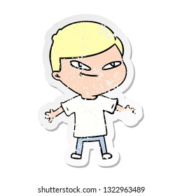 distressed sticker of a cartoon boy
