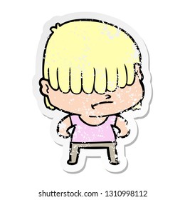 distressed sticker of a cartoon boy with untidy hair