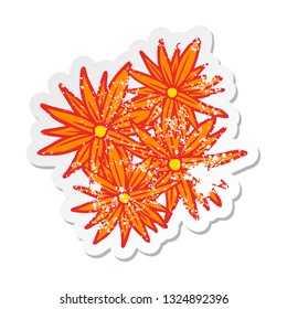distressed sticker of a cartoon bright flowers