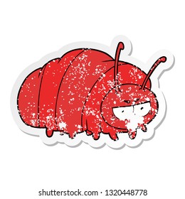 distressed sticker of a cartoon bug