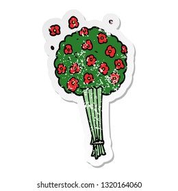 distressed sticker of a cartoon bunch of flowers