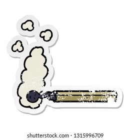 distressed sticker of a cartoon burnt match