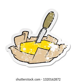 sticker angustiado de una mantequilla de dibujos animados
