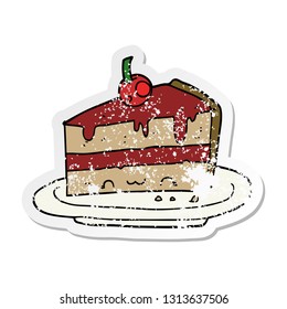 pegatina angustiada de una tarta de dibujos animados