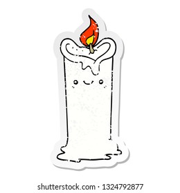 distressed sticker of a cartoon candle
