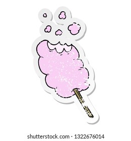 distressed sticker of a cartoon candy floss