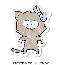 pegatina angustiada de un gato de dibujos animados