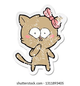 pegatina angustiada de un gato de dibujos animados