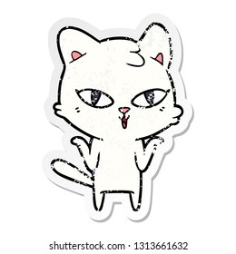 distressed sticker of a cartoon cat