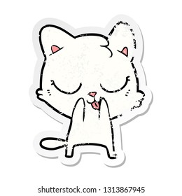 adesivo angustiado de um gato de desenho animado