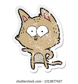 bedrückter Aufkleber einer Cartoon-Katze