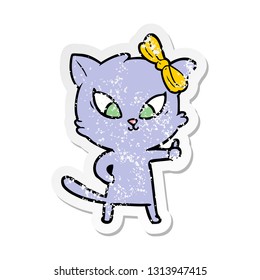 distressed sticker of a cartoon cat