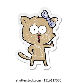 distressed sticker of a cartoon cat
