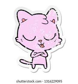 distressed sticker of a cartoon cat
