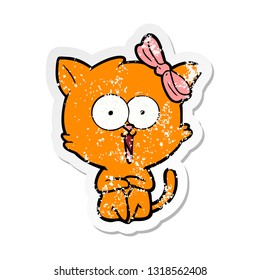 distressed sticker of a cartoon cat