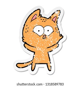 distressed sticker of a cartoon cat