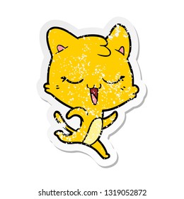 distressed sticker of a cartoon cat