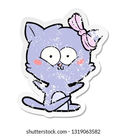 distressed sticker of a cartoon cat