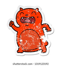 distressed sticker of a cartoon cat