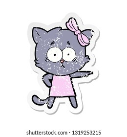 distressed sticker of a cartoon cat