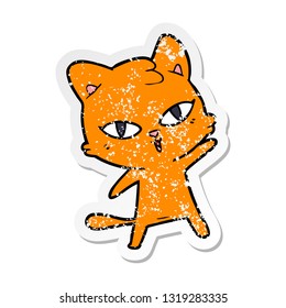 distressed sticker of a cartoon cat