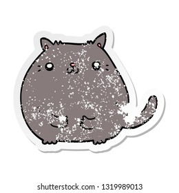 bedrückter Aufkleber einer Cartoon-Katze