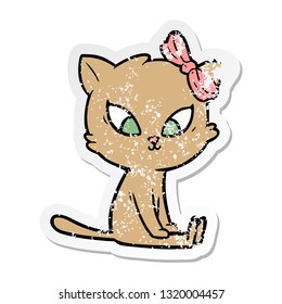 pegatina angustiada de un gato de dibujos animados