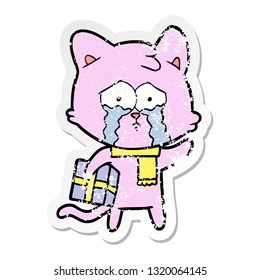 distressed sticker of a cartoon cat