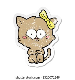 distressed sticker of a cartoon cat