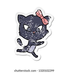 distressed sticker of a cartoon cat
