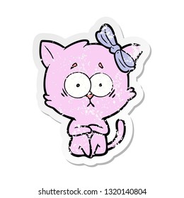 distressed sticker of a cartoon cat