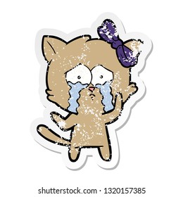 pegatina angustiada de un gato de dibujos animados