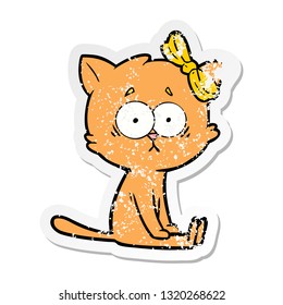 distressed sticker of a cartoon cat