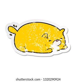 distressed sticker of a cartoon cat