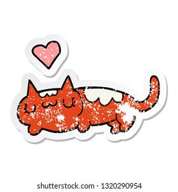distressed sticker of a cartoon cat