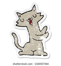 distressed sticker of a cartoon cat