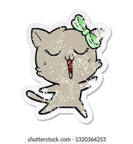 pegatina angustiada de un gato de dibujos animados