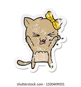 distressed sticker of a cartoon cat