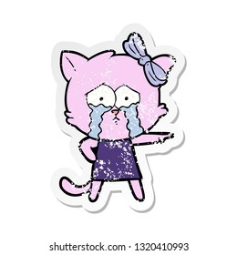 distressed sticker of a cartoon cat