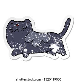 distressed sticker of a cartoon cat