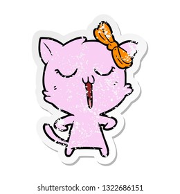 distressed sticker of a cartoon cat